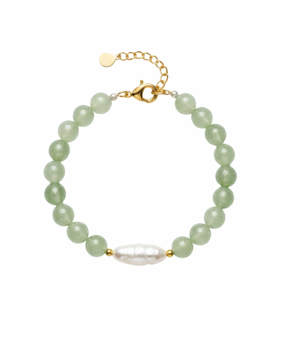 Aura Pearl Aventurine Bracelet Gold in der Gruppe Armbänder / Goldarmbänder bei SCANDINAVIAN JEWELRY DESIGN (05921G)