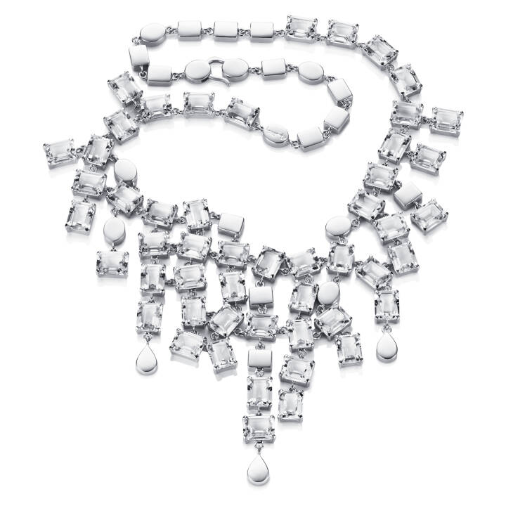 Crystal Rain Collier - Clear Halsketten Silber in der Gruppe Halsketten / Silberhalsketten bei SCANDINAVIAN JEWELRY DESIGN (10-100-00746-0000)