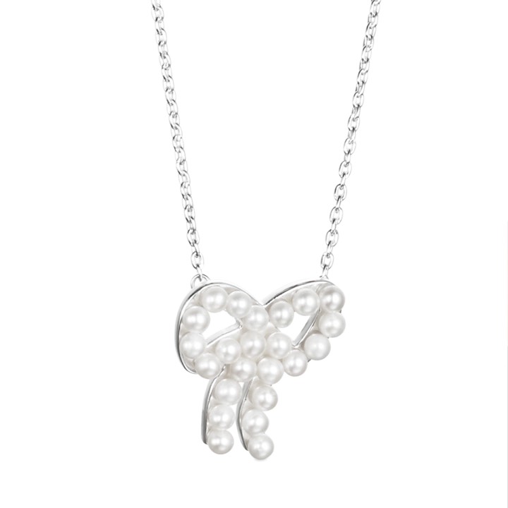 Mini Pearls Bow Halsketten Silber 42-45 cm in der Gruppe Halsketten / Silberhalsketten bei SCANDINAVIAN JEWELRY DESIGN (10-100-01603-4245)