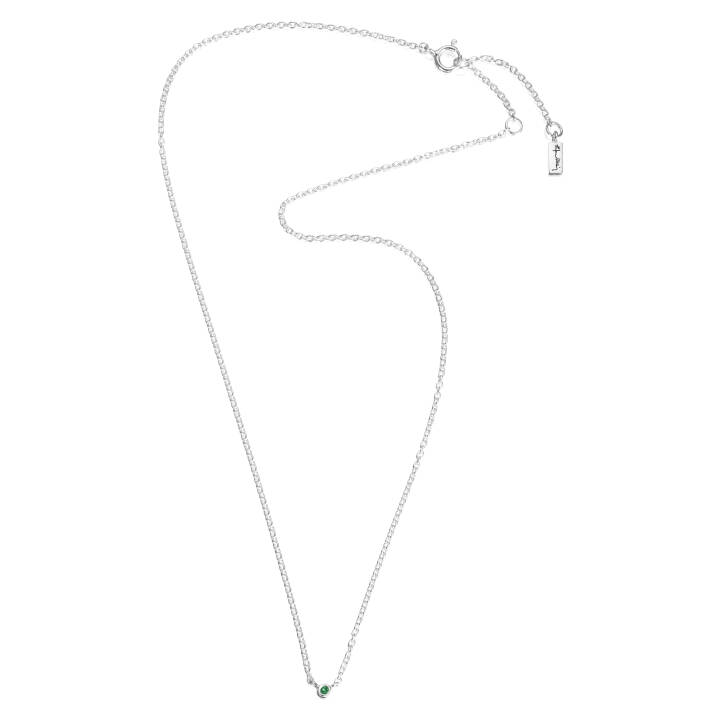 Micro Blink - Green Emerald Halsketten Silber 40-45 cm in der Gruppe Halsketten / Silberhalsketten bei SCANDINAVIAN JEWELRY DESIGN (10-100-01897-4045)