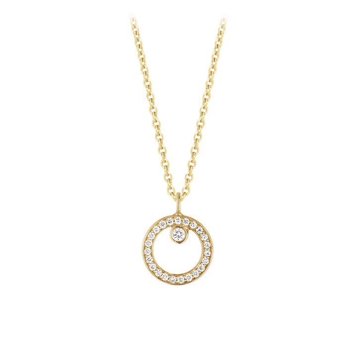 HALO Hängeschmuck Gold Diamant PAVE 0.06 ct in der Gruppe Halsketten / Diamanthalsketten bei SCANDINAVIAN JEWELRY DESIGN (10014138)