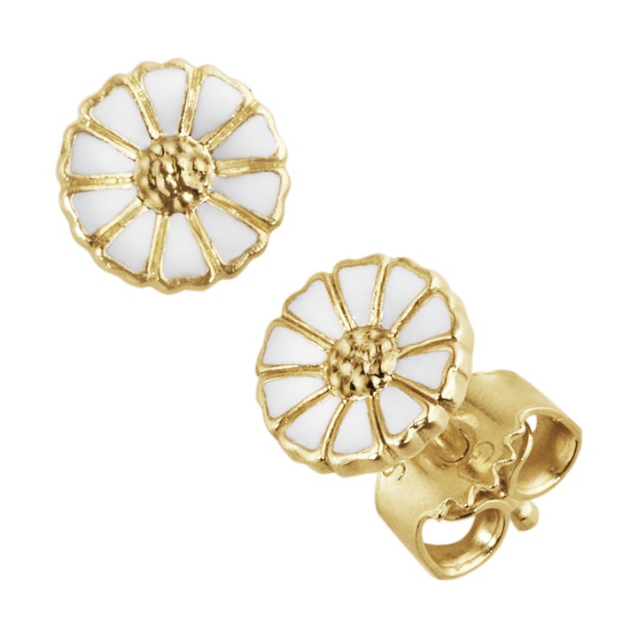 Product Image for Georg Jensen DAISY Ohrring Silber Goldpläterad WHITE ENAMEL 7 MM