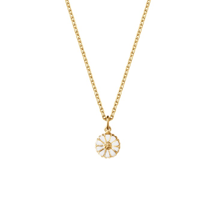 Product Image for Georg Jensen DAISY Hängeschmuck Goldpläterat sterlingSilber smal WHITE ENAMEL 7 MM