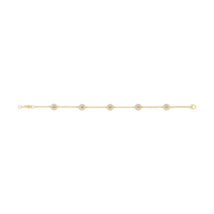 DAISY Armbänder Silber Goldpläterad WHITE ENAMEL 5X7 MM DAISY 18.5 cm in der Gruppe Armbänder / Silberarmbänder bei SCANDINAVIAN JEWELRY DESIGN (10018927)