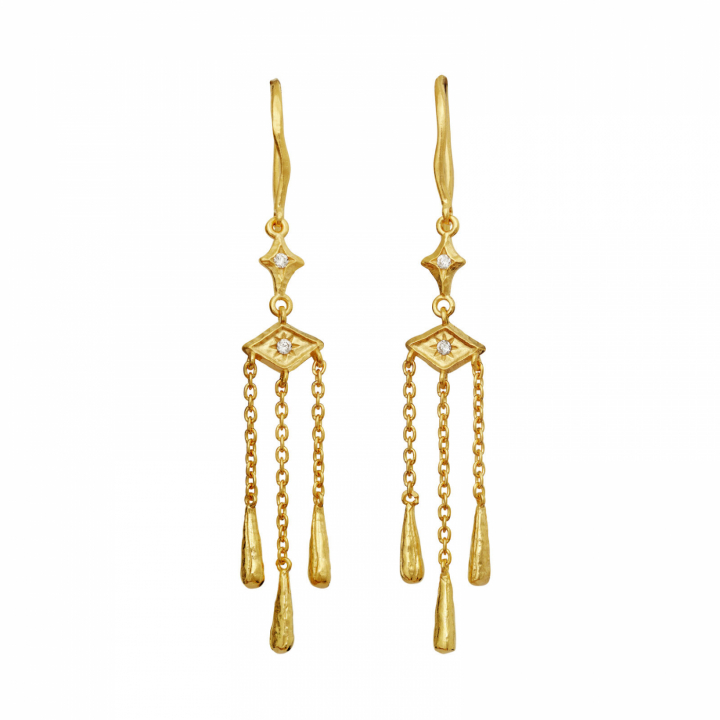 Trio Earrings Gold in der Gruppe Ohrringe / Goldohrringe bei SCANDINAVIAN JEWELRY DESIGN (10025A)