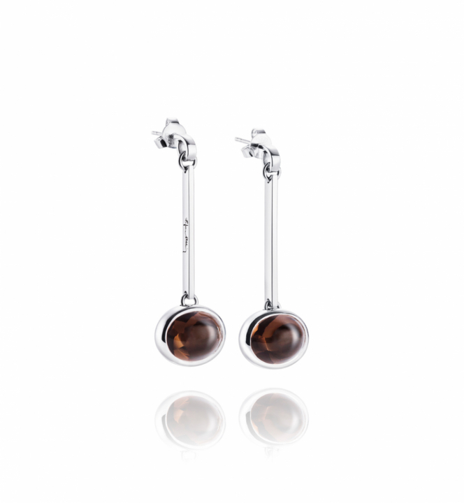 Swinging Love Beads - Smokey Quartz earring Silber in der Gruppe Ohrringe / Silberohrringe  bei SCANDINAVIAN JEWELRY DESIGN (12-100-00460-0000)