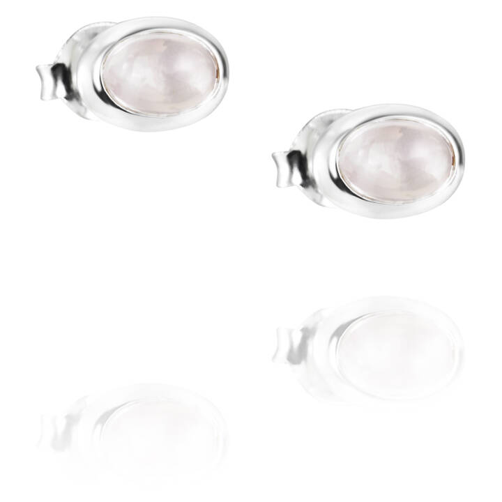 Love Bead Silber - Rose Quartz Ohrring Silber in der Gruppe Ohrringe / Silberohrringe  bei SCANDINAVIAN JEWELRY DESIGN (12-100-01572-0000)
