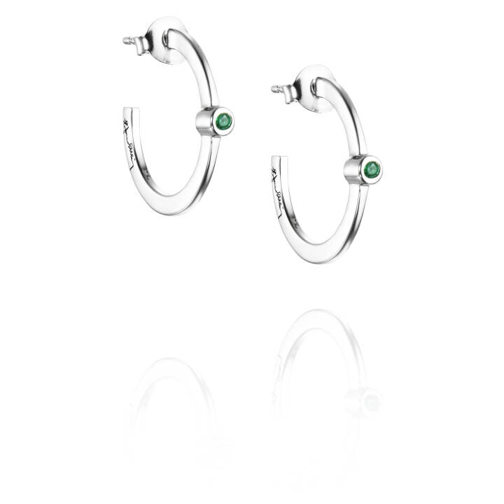 Micro Blink Hoops - Green Emerald Ohrring Silber in der Gruppe Ohrringe / Silberohrringe  bei SCANDINAVIAN JEWELRY DESIGN (12-100-01895-0000)