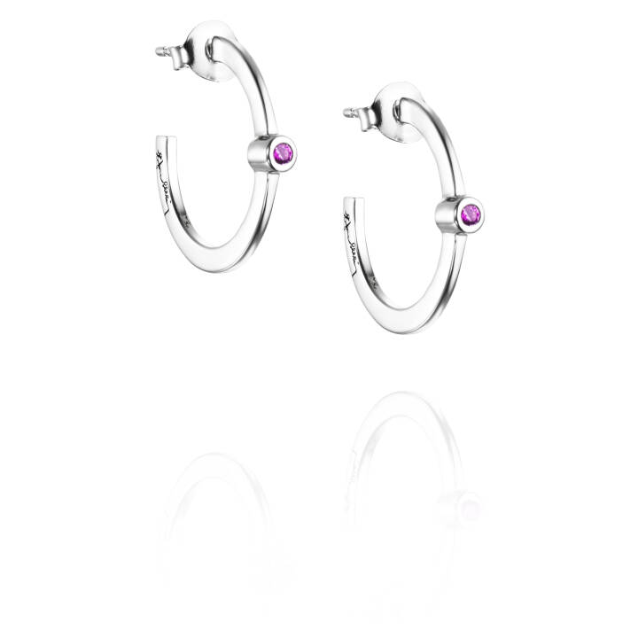 Micro Blink Hoops - Pink Sapphire Ohrring Silber in der Gruppe Ohrringe / Silberohrringe  bei SCANDINAVIAN JEWELRY DESIGN (12-100-01896-0000)
