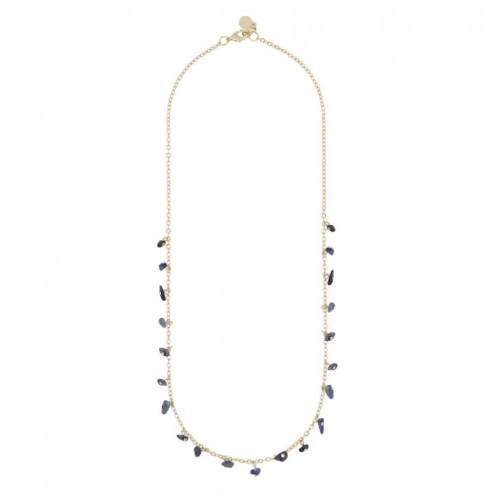 Capri stone charm neck gold blue 45 cm in der Gruppe Halsketten / Goldhalsketten bei SCANDINAVIAN JEWELRY DESIGN (1274-0245-185-45)