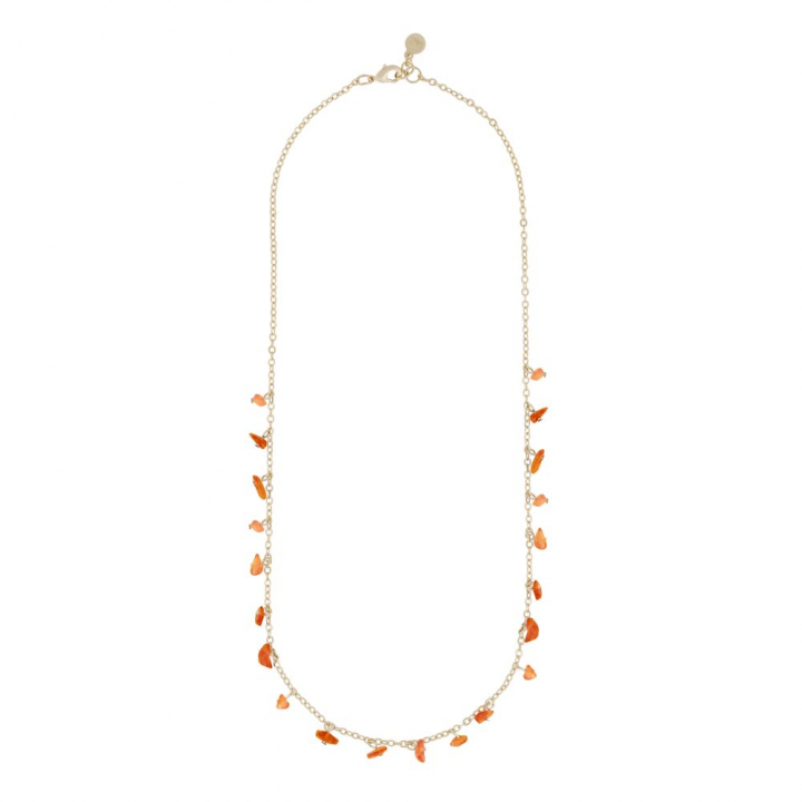 Capri stone charm neck gold orange 45 cm in der Gruppe Halsketten / Goldhalsketten bei SCANDINAVIAN JEWELRY DESIGN (1274-0245-381-45)