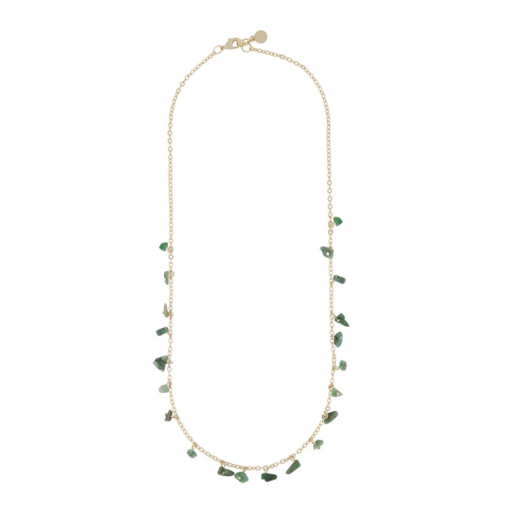 Capri stone charm neck gold green 45 cm in der Gruppe Halsketten / Goldhalsketten bei SCANDINAVIAN JEWELRY DESIGN (1274-0245-397-45)