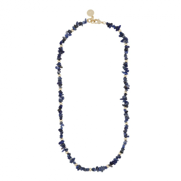 Capri stone neck gold blue 42 cm in der Gruppe Halsketten / Goldhalsketten bei SCANDINAVIAN JEWELRY DESIGN (1274-0342-185-42)