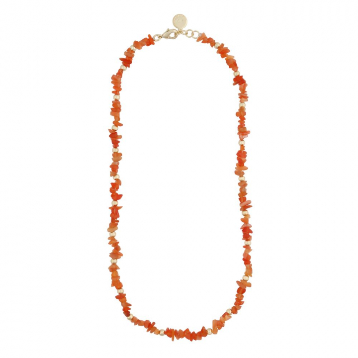 Capri stone neck gold orange 42 cm in der Gruppe Halsketten / Goldhalsketten bei SCANDINAVIAN JEWELRY DESIGN (1274-0342-381-42)