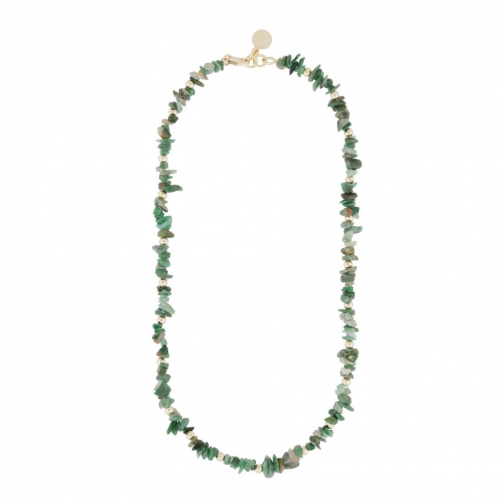 Capri stone neck gold green 42 cm in der Gruppe Halsketten / Goldhalsketten bei SCANDINAVIAN JEWELRY DESIGN (1274-0342-397-42)