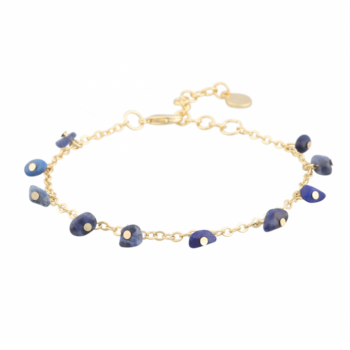 Capri stone charm brace gold blue in der Gruppe Armbänder / Goldarmbänder bei SCANDINAVIAN JEWELRY DESIGN (1274-3300-185-ONE)