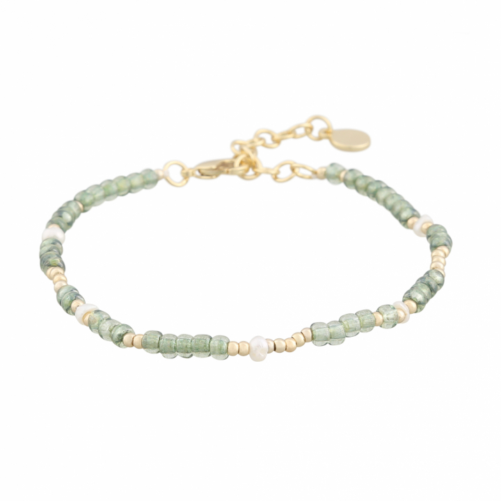 Capri pearl brace gold green in der Gruppe Armbänder / Goldarmbänder bei SCANDINAVIAN JEWELRY DESIGN (1274-3400-397-ONE)