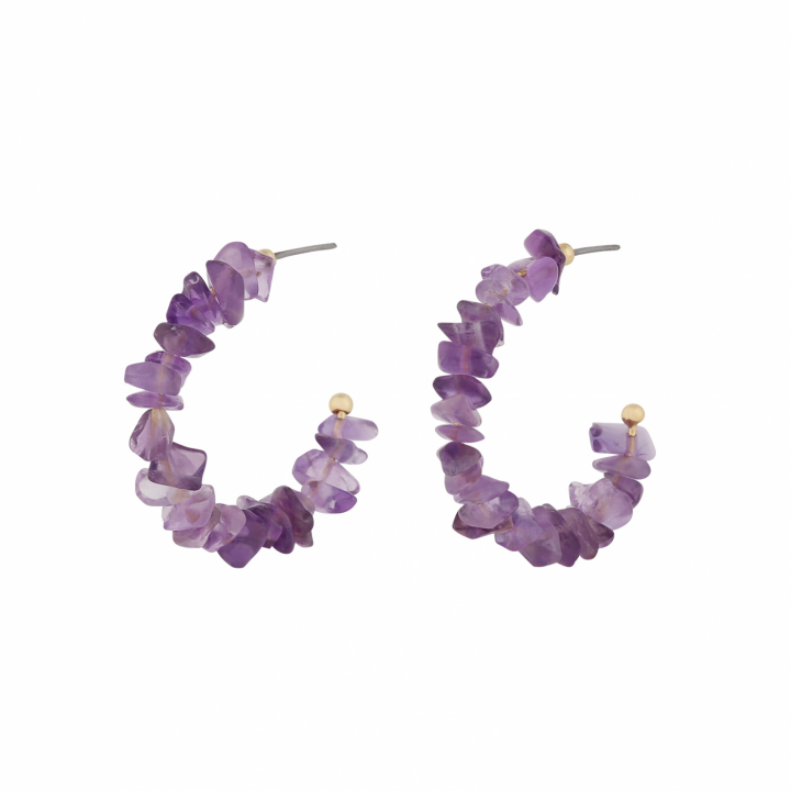 Capri oval ear gold purple in der Gruppe Ohrringe / Goldohrringe bei SCANDINAVIAN JEWELRY DESIGN (1274-6200-356-ONE)