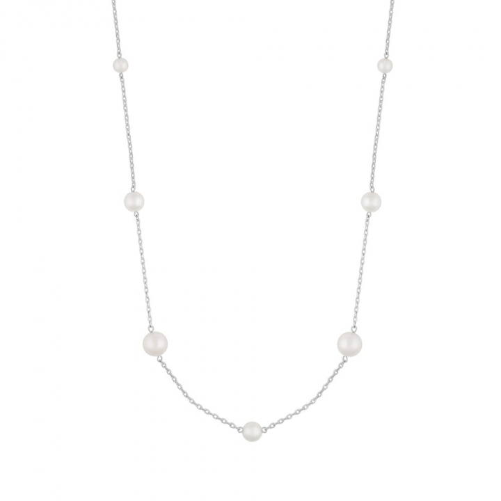 Lydia pearl chain neck 80 in der Gruppe Halsketten / Silberhalsketten bei SCANDINAVIAN JEWELRY DESIGN (1292-0380-010-80)