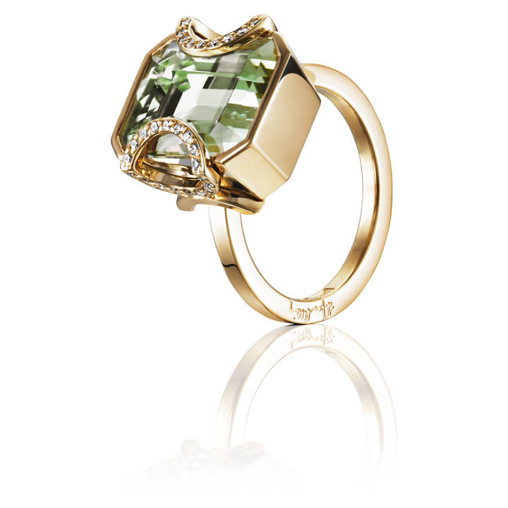 Little Magic Star - Green Quartz Ring Gold in der Gruppe Ringe / Verlobungs- & Eheringe bei SCANDINAVIAN JEWELRY DESIGN (13-101-01243)