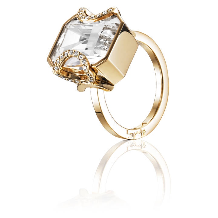 Product Image for Efva Attling Little Magic Star - Crystal Quartz Ring Gold 15.00 mm