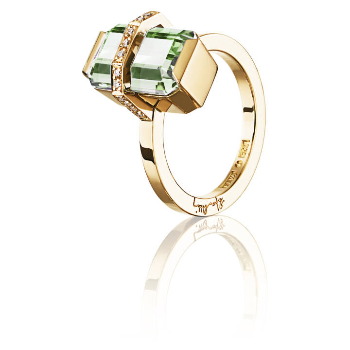 Little Bend Over - Green Quartz Ring Gold in der Gruppe Ringe / Diamantringe bei SCANDINAVIAN JEWELRY DESIGN (13-101-01962)