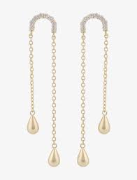 Fanny dubbel chain earrings gold in der Gruppe Ohrringe / Goldohrringe bei SCANDINAVIAN JEWELRY DESIGN (1323-6200-251)