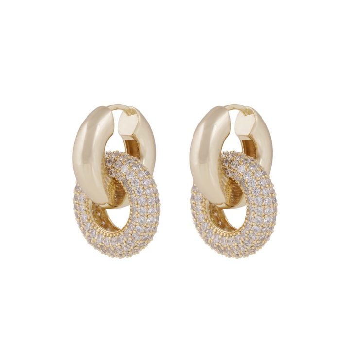 Liz double ring crystal Earrings Gold in der Gruppe Ohrringe / Goldohrringe bei SCANDINAVIAN JEWELRY DESIGN (1359-6200-251)