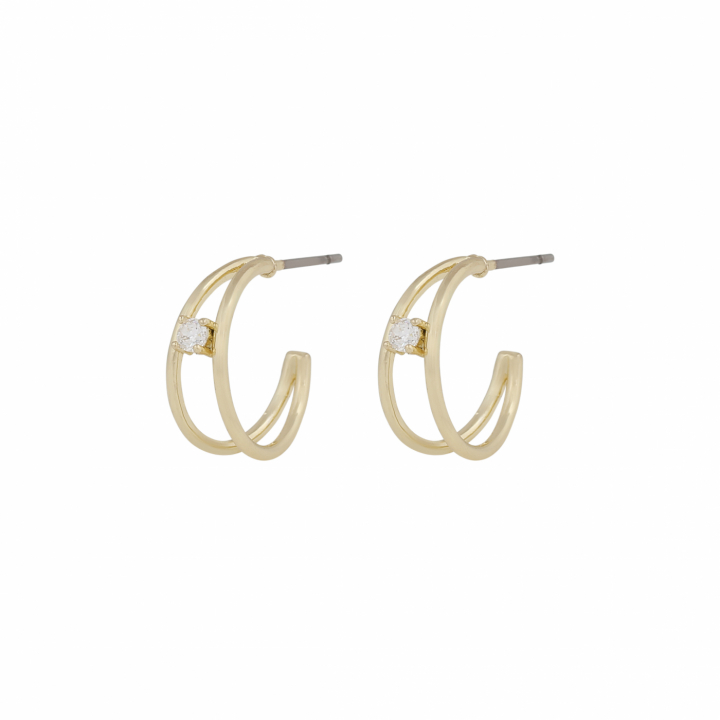 Lorrie small crystal double Earrings Gold in der Gruppe Ohrringe / Goldohrringe bei SCANDINAVIAN JEWELRY DESIGN (1397-6400-251)