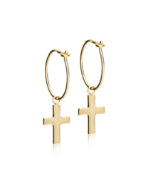 GT Ear Ring 14 mm, Pendant Cross 11 mm in der Gruppe Ohrringe / Goldohrringe bei SCANDINAVIAN JEWELRY DESIGN (15-1352-8600)