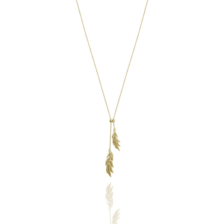 Feather/Leaf double Halsketten Gold in der Gruppe Halsketten / Goldhalsketten bei SCANDINAVIAN JEWELRY DESIGN (1521121001)
