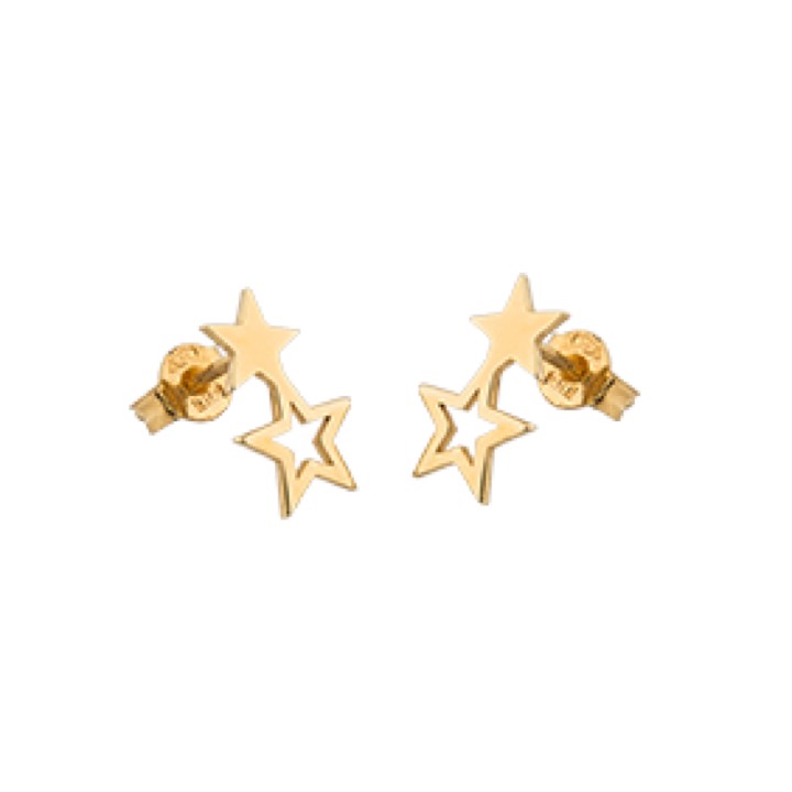 Double star Ohrring Gold in der Gruppe Ohrringe / Goldohrringe bei SCANDINAVIAN JEWELRY DESIGN (1711421001)