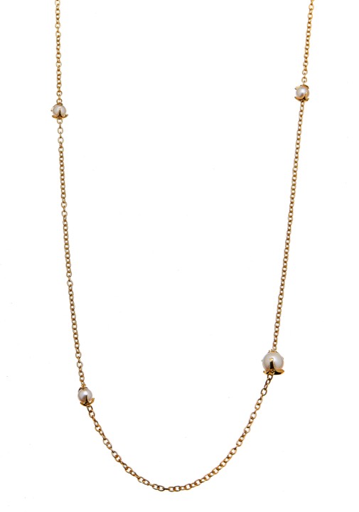 Pearl long chain Halsketten Gold 90+5 cm in der Gruppe Halsketten / Goldhalsketten bei SCANDINAVIAN JEWELRY DESIGN (1814222001)