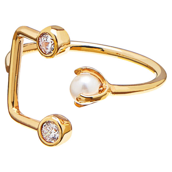 Pearl/Brilliant double ring Gold in der Gruppe Ringe bei SCANDINAVIAN JEWELRY DESIGN (1815522002V)