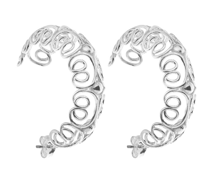 Pearl/vintage big hoop Ohrring - Silber in der Gruppe Ohrringe / Perlenohrringe bei SCANDINAVIAN JEWELRY DESIGN (1825470001)
