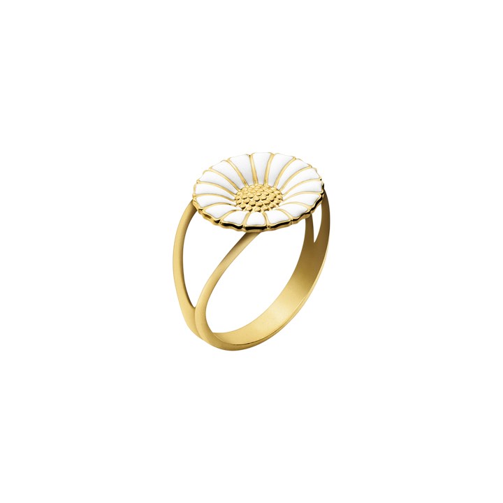 DAISY Ring WHITE ENAMEL 11 mm (Gold) in der Gruppe Ringe / Goldringe bei SCANDINAVIAN JEWELRY DESIGN (20000310)