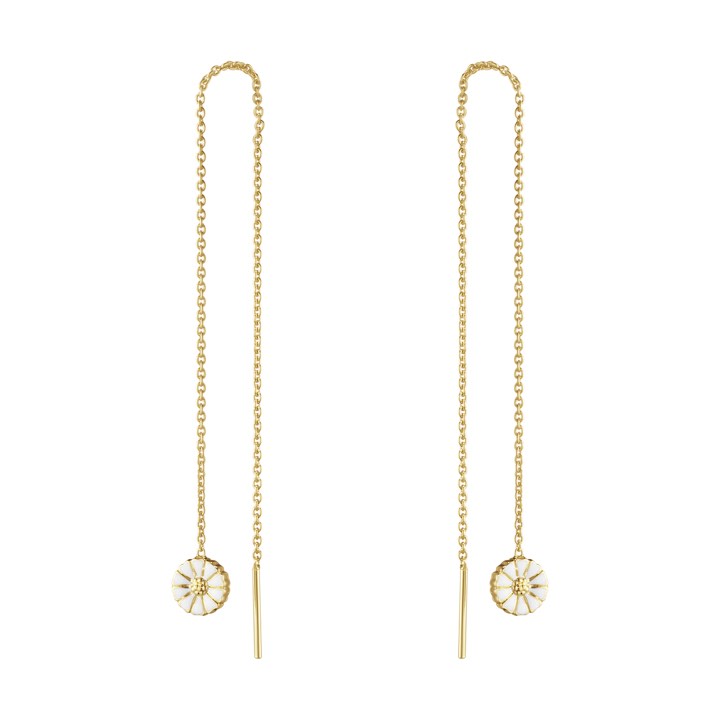 Product Image for Georg Jensen DAISY THREADER Ohrring Silber Goldpläterad WHITE ENAMEL 7 MM