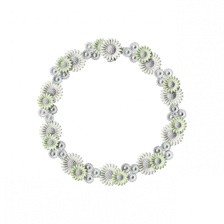 DAISY Halsketten (Silber)  GREEN ENAMEL in der Gruppe Halsketten / Silberhalsketten bei SCANDINAVIAN JEWELRY DESIGN (20001103)