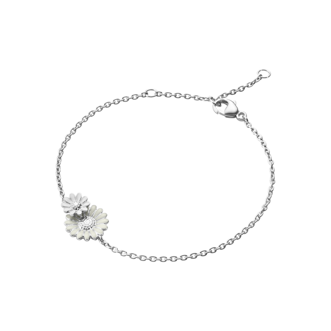 DAISY LAYERED Armbänder (Silber) WHITE ENAMEL in der Gruppe Armbänder / Silberarmbänder bei SCANDINAVIAN JEWELRY DESIGN (20001118)