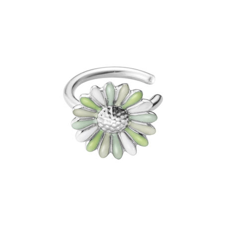 DAISY SMALL EAR CUFF (Silber) GREEN ENAMEL in der Gruppe Ohrringe / Silberohrringe  bei SCANDINAVIAN JEWELRY DESIGN (20001129)