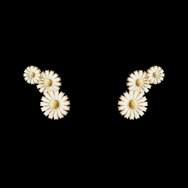 DAISY 3 Flower Earrings Gold in der Gruppe Ohrringe / Goldohrringe bei SCANDINAVIAN JEWELRY DESIGN (20001665)