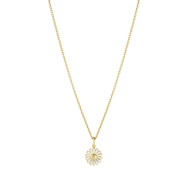 DAISY Pendant gold-plated silver WHITE ENAMEL 11 MM in der Gruppe Halsketten / Goldhalsketten bei SCANDINAVIAN JEWELRY DESIGN (20001717)