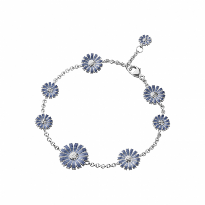 DAISY 8 FLOWER Bracelet Silver BLUE in der Gruppe Armbänder / Silberarmbänder bei SCANDINAVIAN JEWELRY DESIGN (20001769)