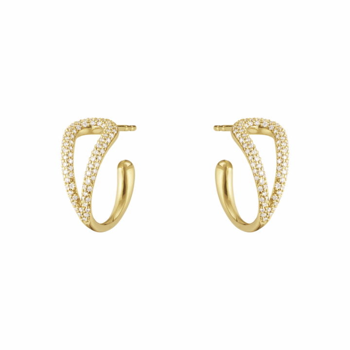 MERCY SWIRL EARHOOP YG DIAMOND PAVÉ 0.41 CT in der Gruppe Ohrringe / Goldohrringe bei SCANDINAVIAN JEWELRY DESIGN (20001835)
