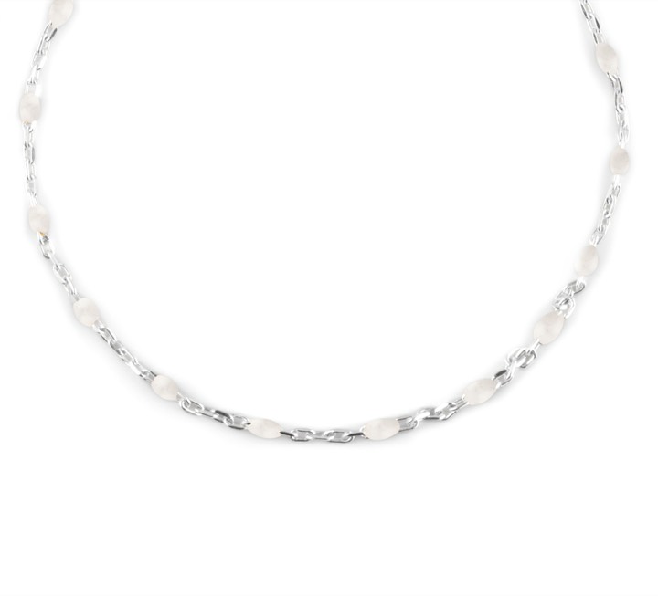 Letters beaded Halsketten 40-45 white Silber in der Gruppe Halsketten / Silberhalsketten bei SCANDINAVIAN JEWELRY DESIGN (2014171004)