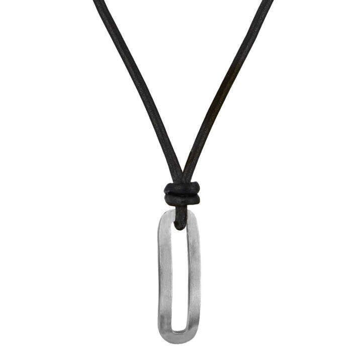 BENJAMIN Leather Halsketten Stahl in der Gruppe Halsketten / Silberhalsketten bei SCANDINAVIAN JEWELRY DESIGN (364666)