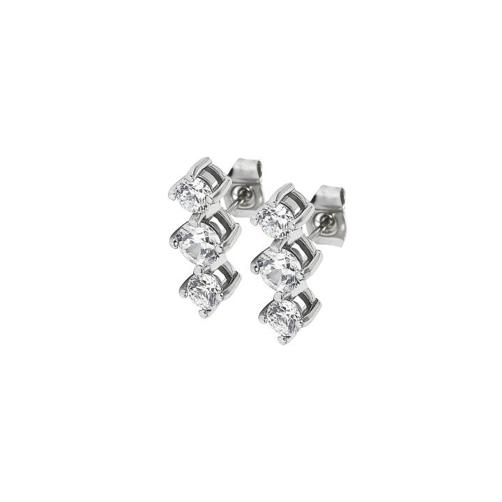 IDA Tripple Ohrringe Stahl/Kristall in der Gruppe Ohrringe / Silberohrringe  bei SCANDINAVIAN JEWELRY DESIGN (370346)