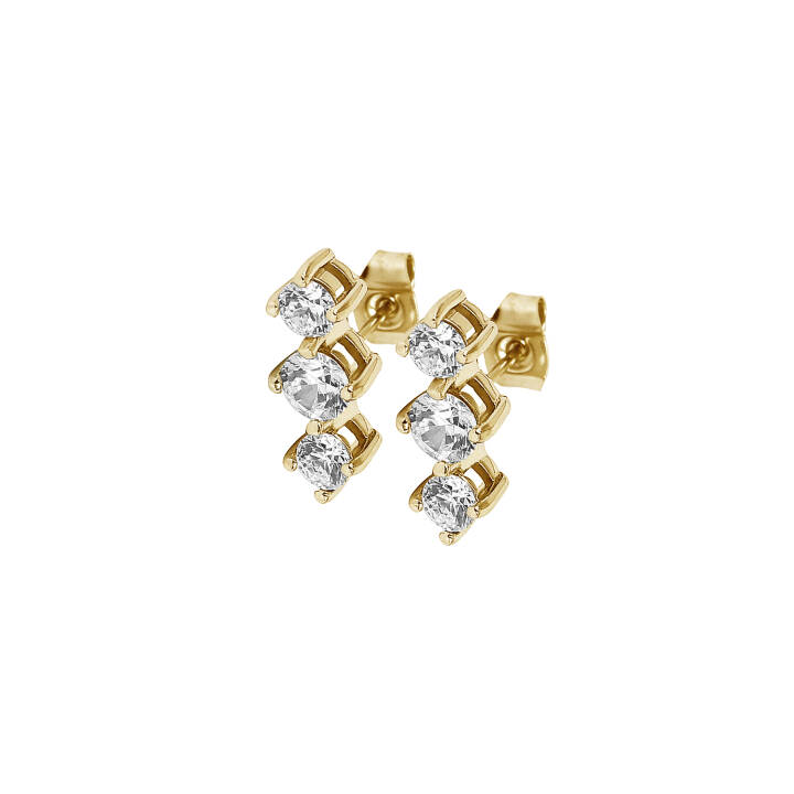 IDA Tripple Ohrringe Gold/Kristall in der Gruppe Ohrringe / Goldohrringe bei SCANDINAVIAN JEWELRY DESIGN (370353)