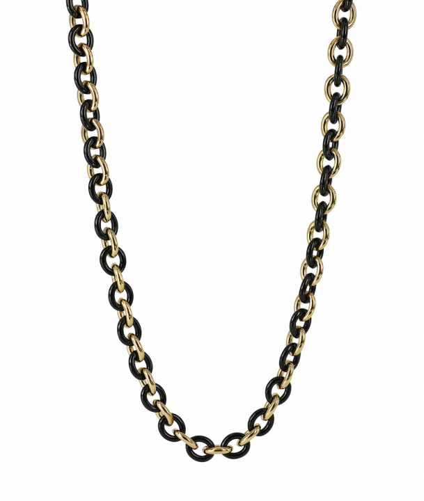RUBY Small Long Halsketten Svart/Gold in der Gruppe Halsketten / Goldhalsketten bei SCANDINAVIAN JEWELRY DESIGN (373057)