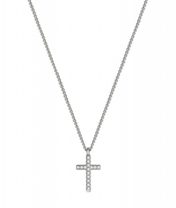 CROSS Crystal Necklace Steel in der Gruppe Halsketten / Silberhalsketten bei SCANDINAVIAN JEWELRY DESIGN (373910)